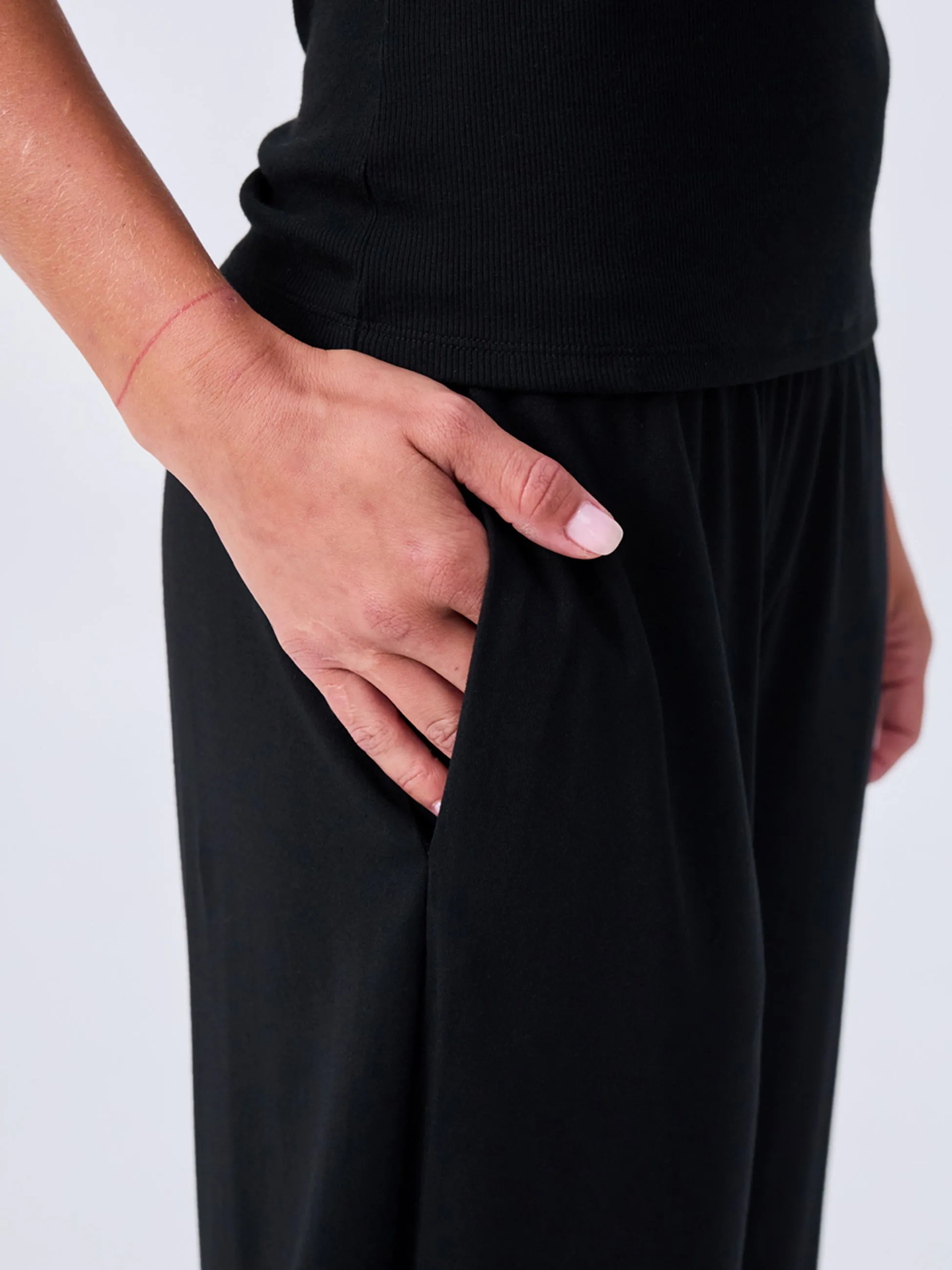 Nomad Modal Wide Leg Pant 7/8 - Black