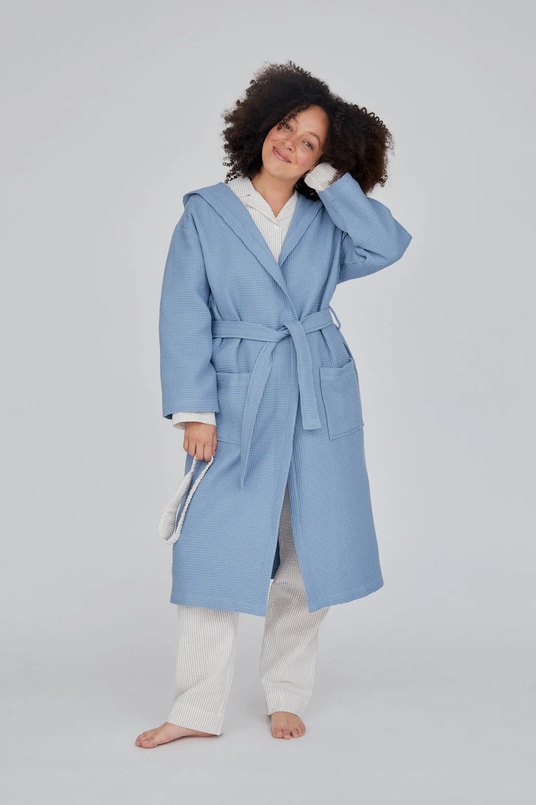 Nora Long Robe GOTS - Ashley Blue