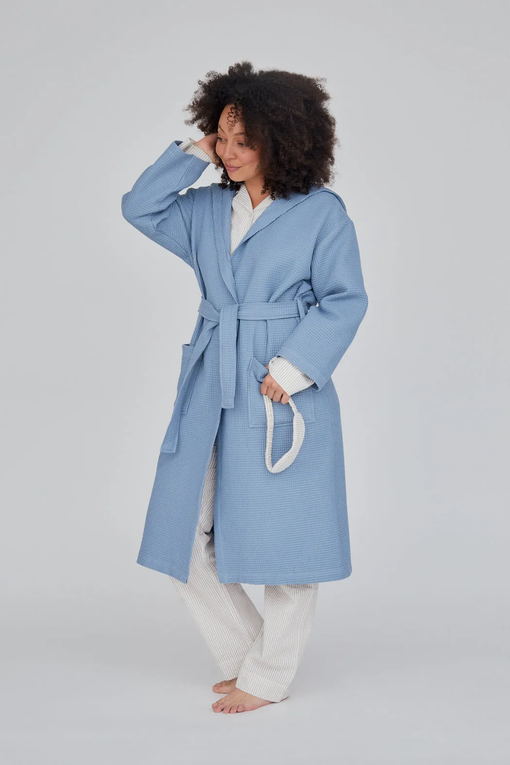 Nora Long Robe GOTS - Ashley Blue