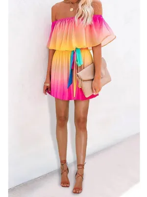 Off Shoulder Print Mini Dress