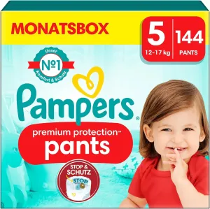 Pampers Baby Windeln Pants Größe 5 (12-17kg) Premium Protection, MONATSBOX, 144 Höschenwindeln