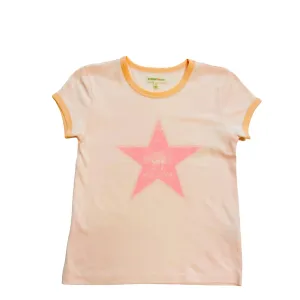 Paper Flower Distressed Star Ringer Graphic Tee - Heavenly Pink