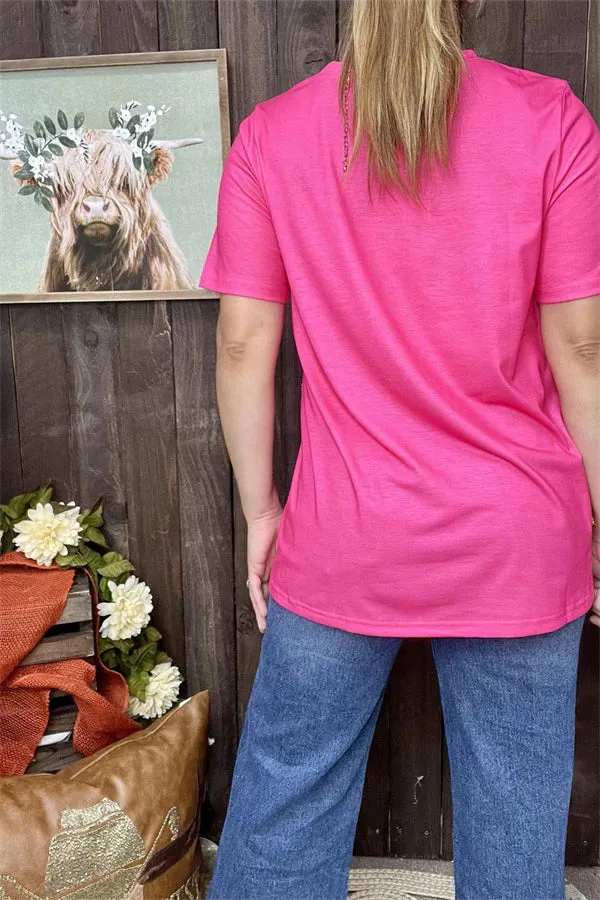 Pink, Brown Toole, Western print top