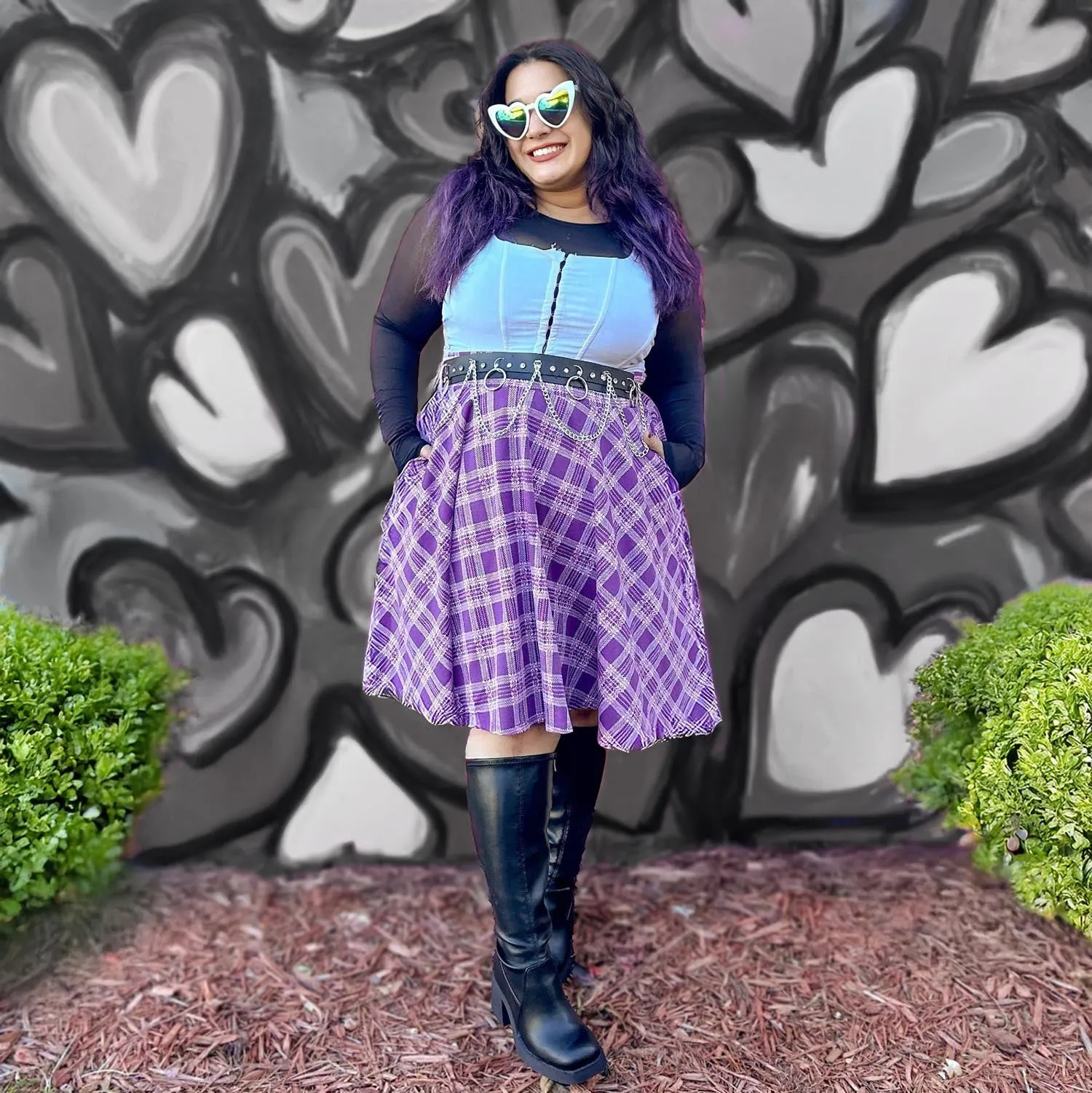 Plaid Flare Skirt - Thistle (V2)