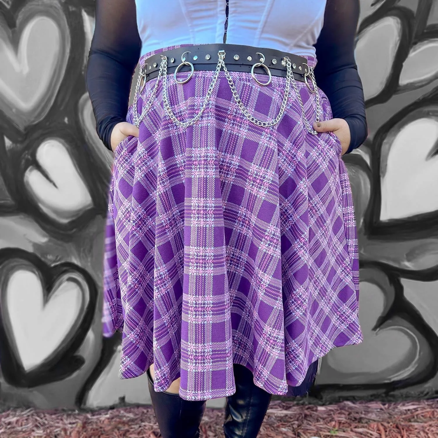 Plaid Flare Skirt - Thistle (V2)