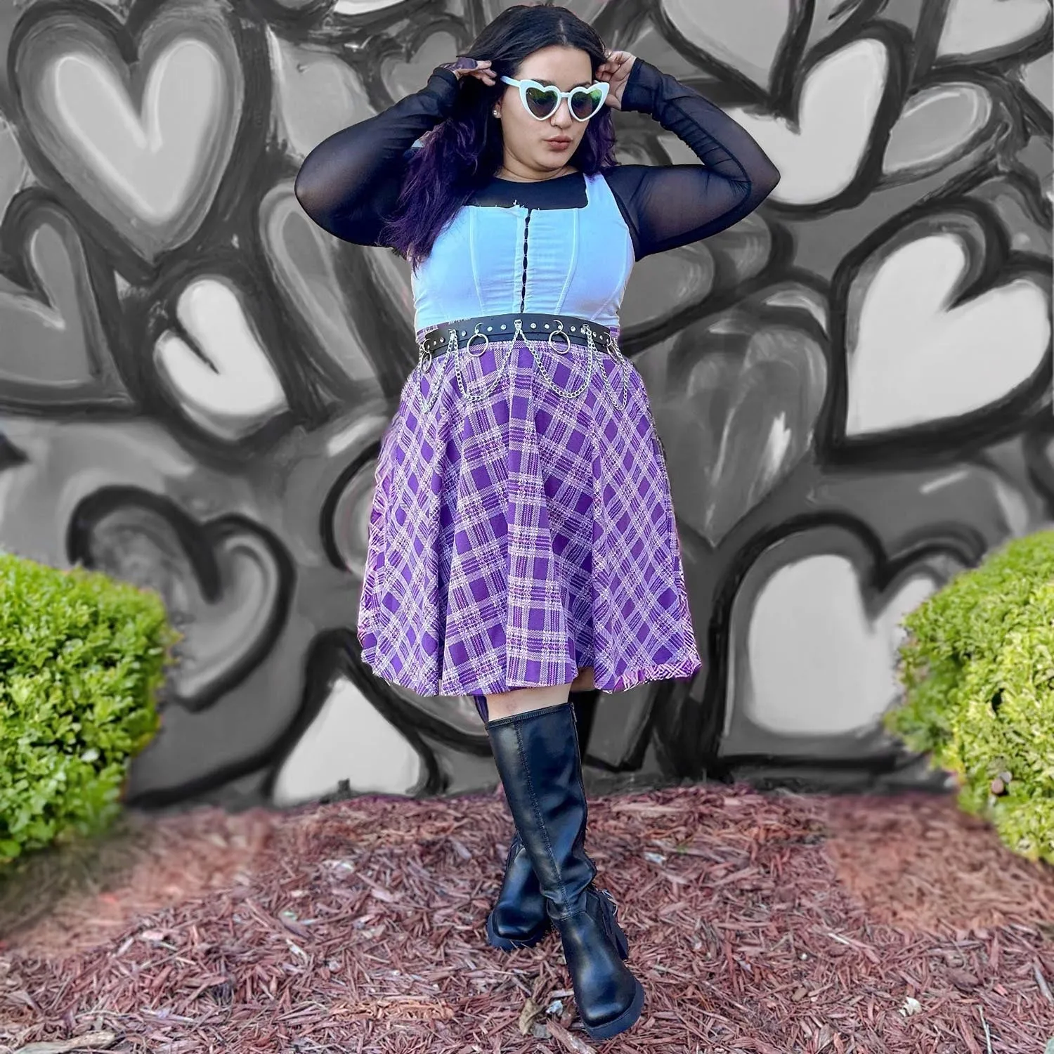 Plaid Flare Skirt - Thistle (V2)