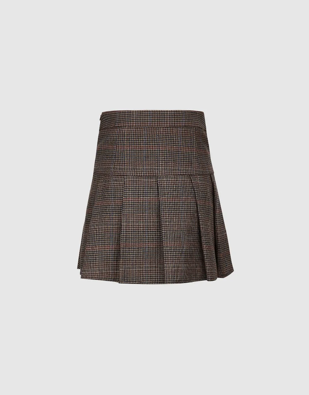 Plaid Pleated Mini A-Line Skirt