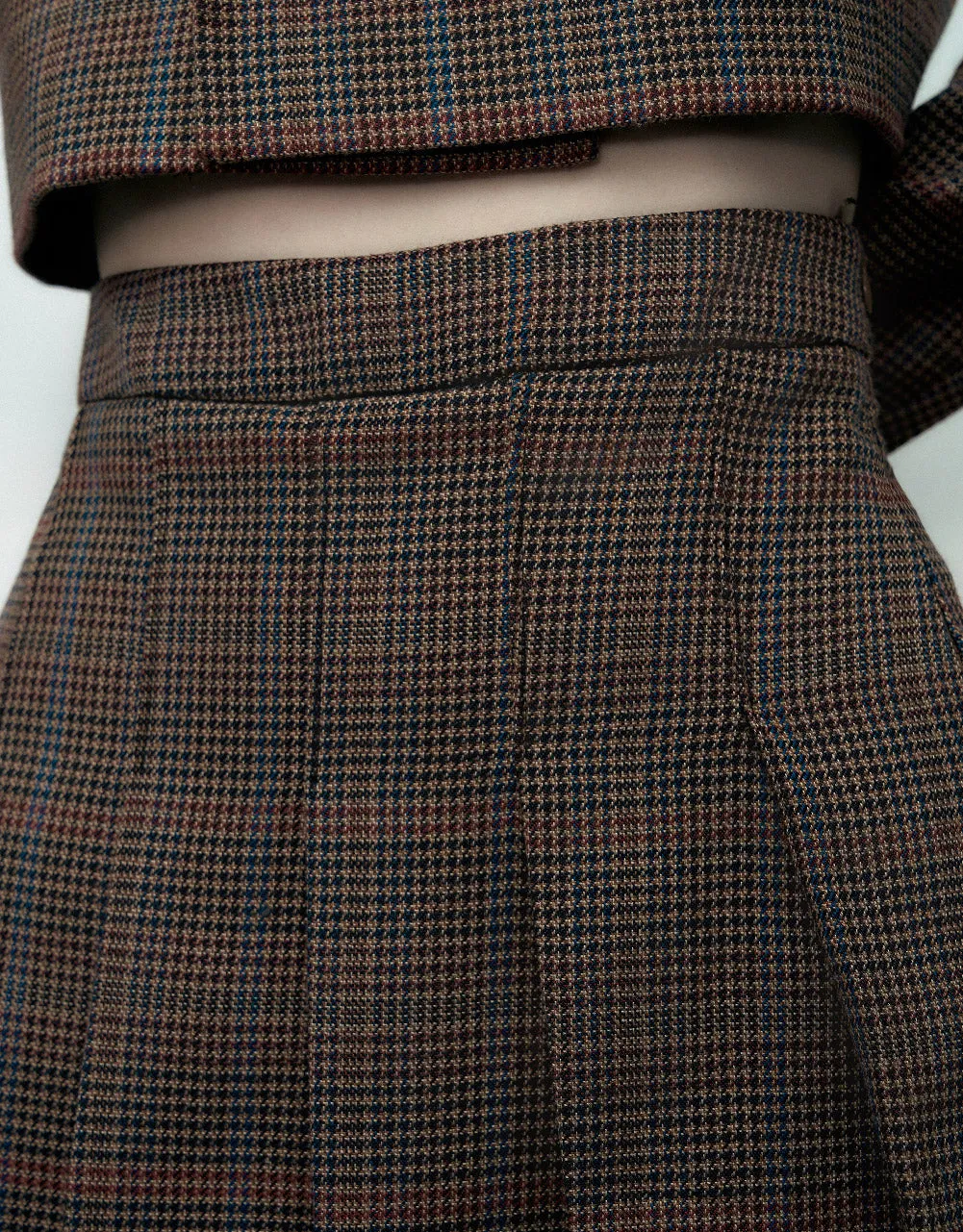 Plaid Pleated Mini A-Line Skirt