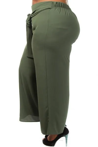 Plus Size Chiffon Wide Leg  Pants