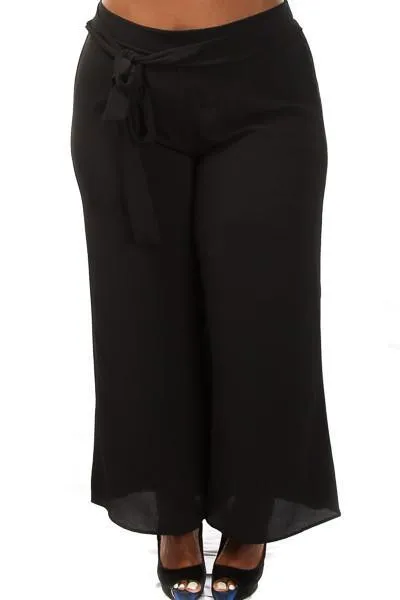 Plus Size Chiffon Wide Leg  Pants