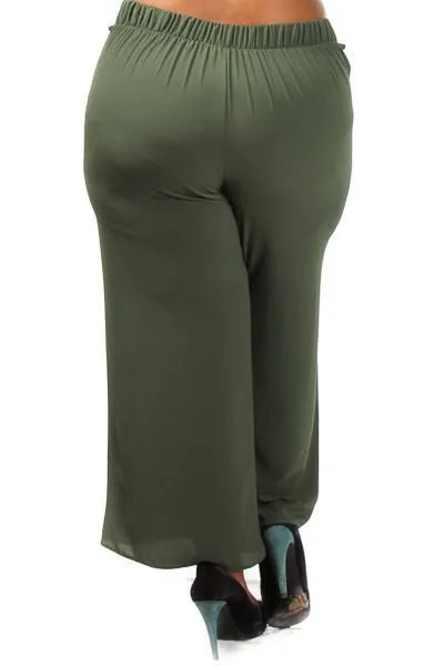 Plus Size Chiffon Wide Leg  Pants