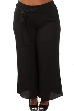 Plus Size Chiffon Wide Leg  Pants