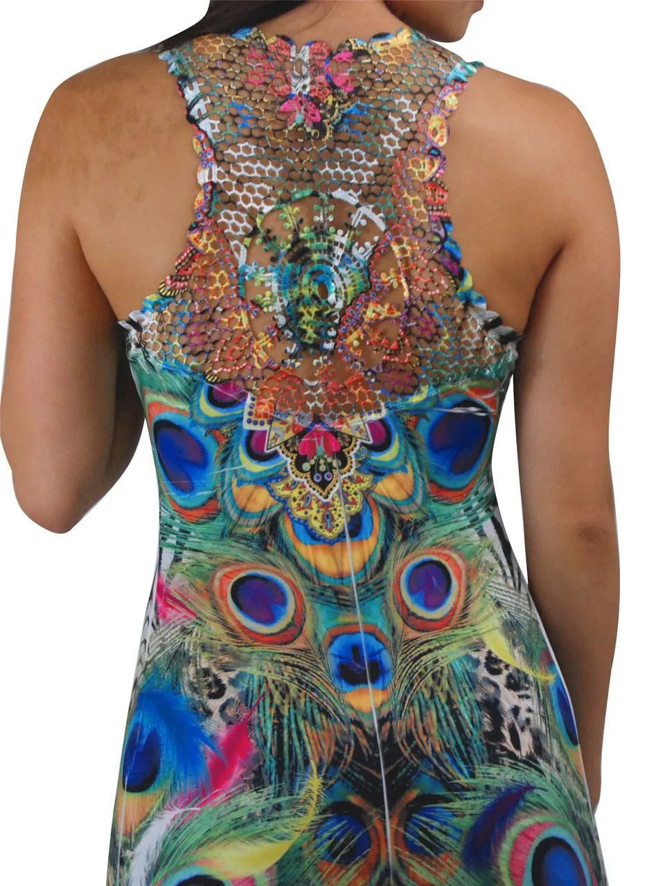Premium Sleeveless Sublimation Maxi Dress Royal Peackcock Green