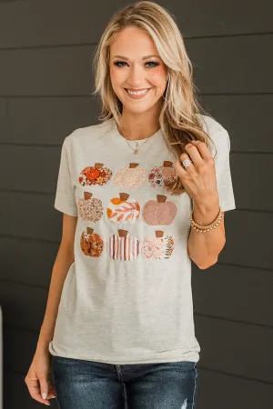 Pretty Pumpkins Graphic Tee- Light Heather Grey