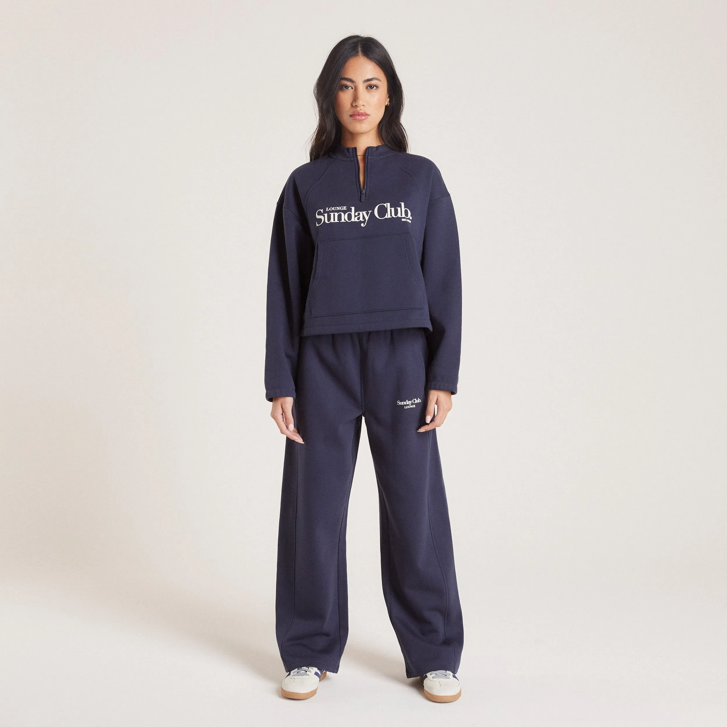 Pull avec Quart de Zip - Bleu Encre