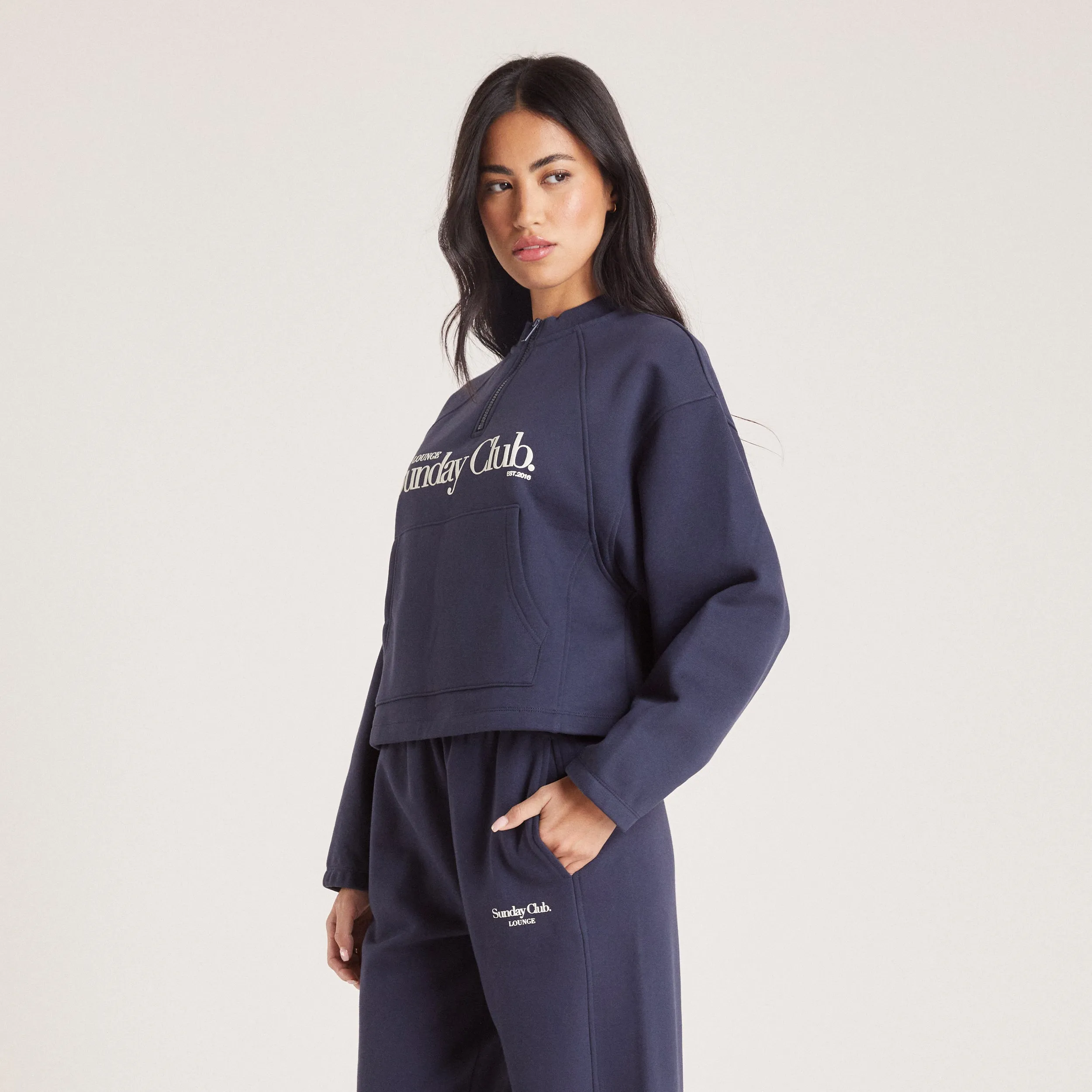 Pull avec Quart de Zip - Bleu Encre