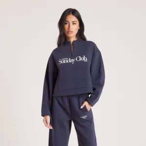 Pull avec Quart de Zip - Bleu Encre