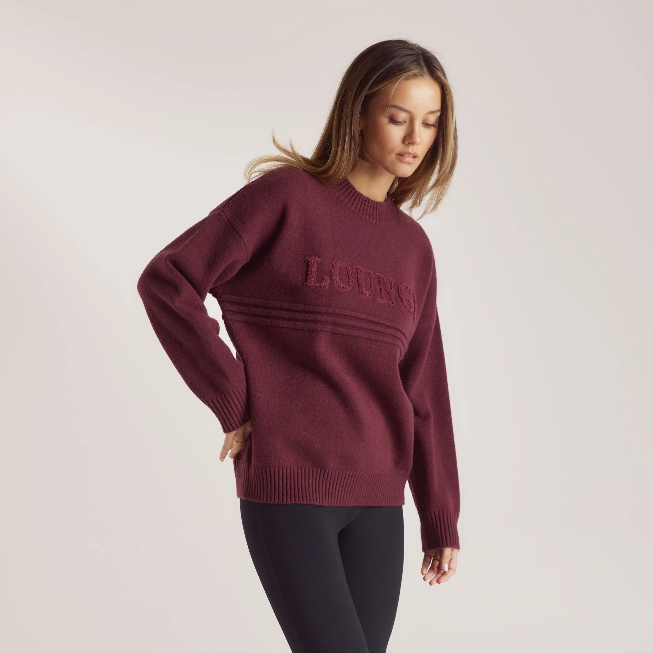 Pull en Maille à Rayures - Bordeaux