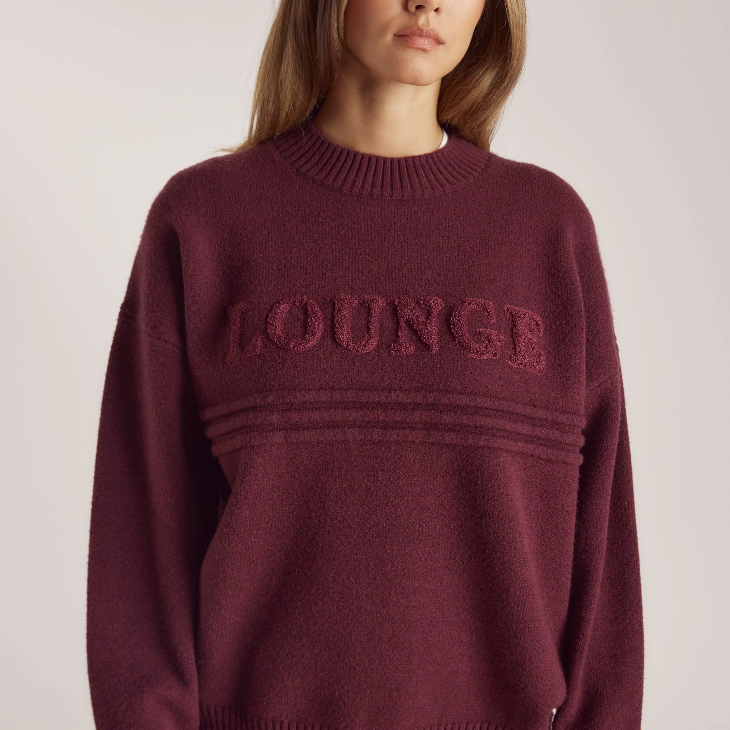 Pull en Maille à Rayures - Bordeaux