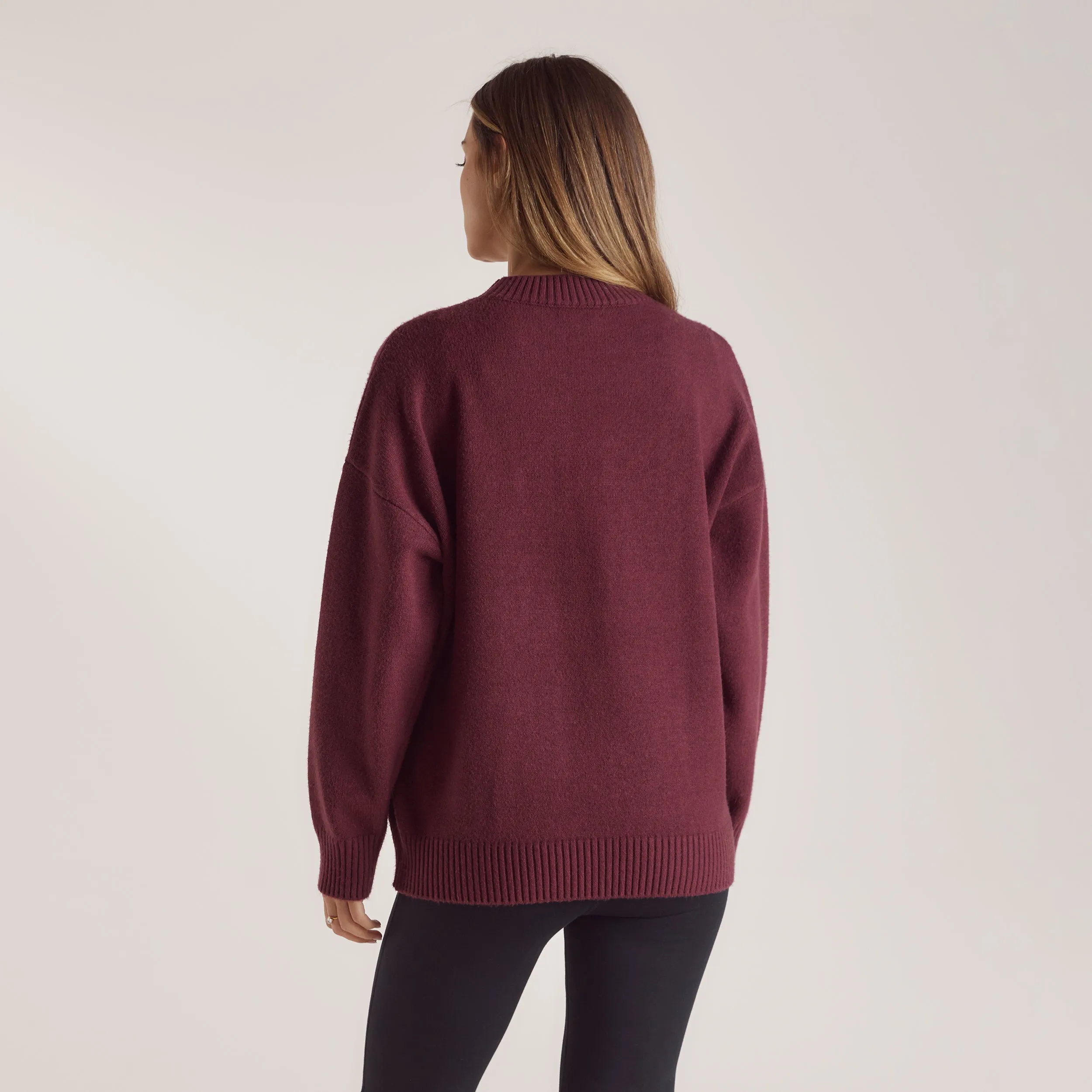 Pull en Maille à Rayures - Bordeaux