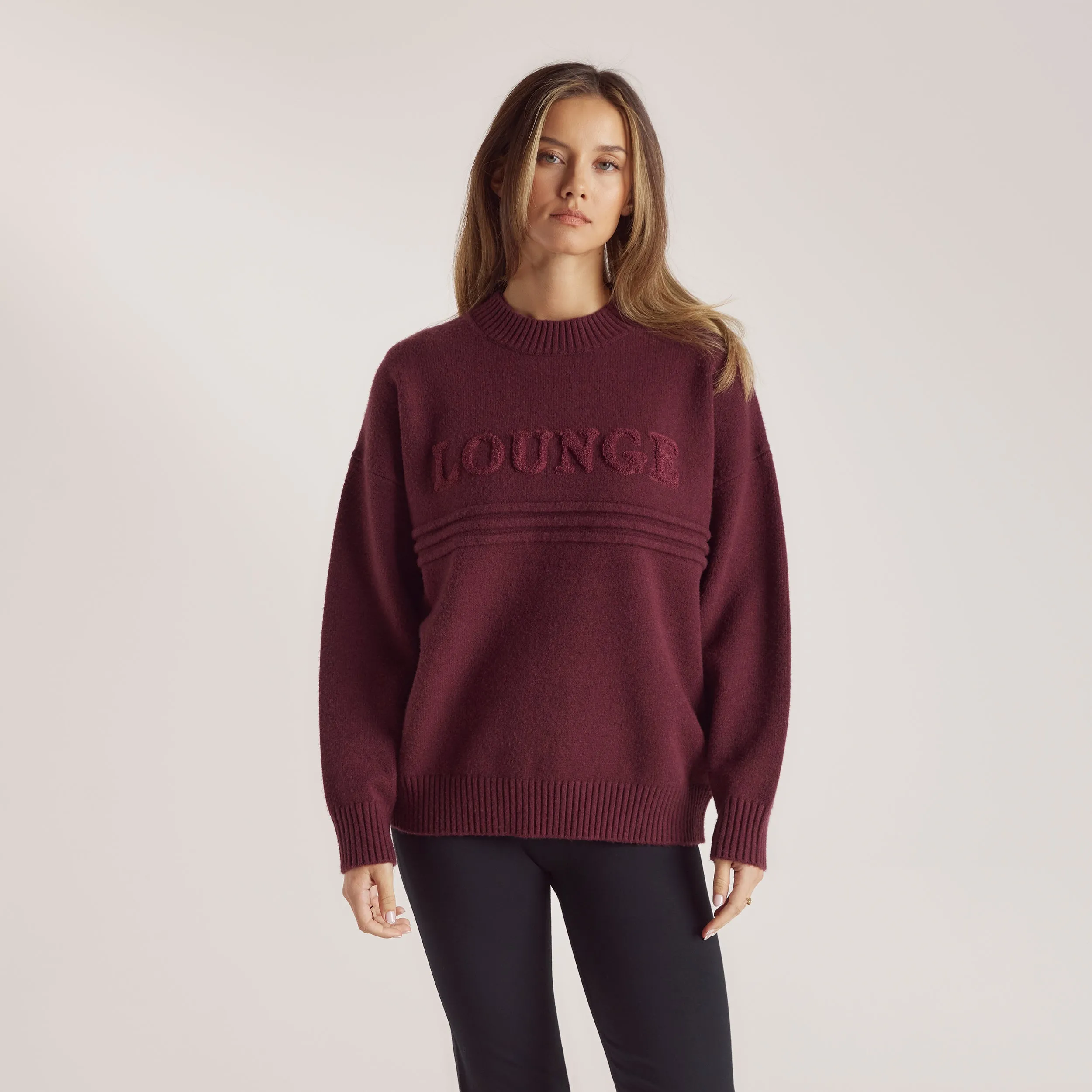 Pull en Maille à Rayures - Bordeaux