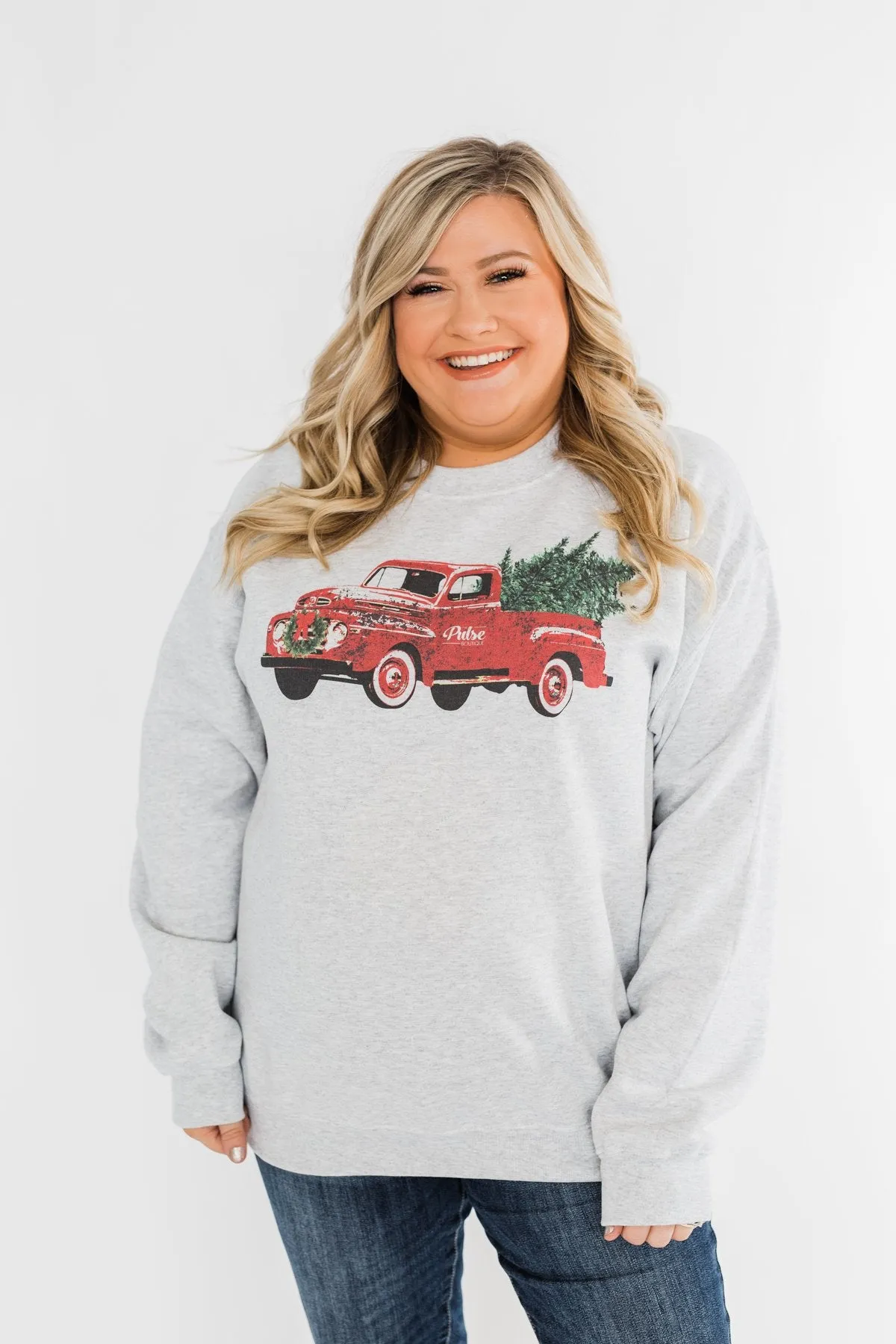 Pulse Exclusive Festive Graphic Pullover- Heather Grey