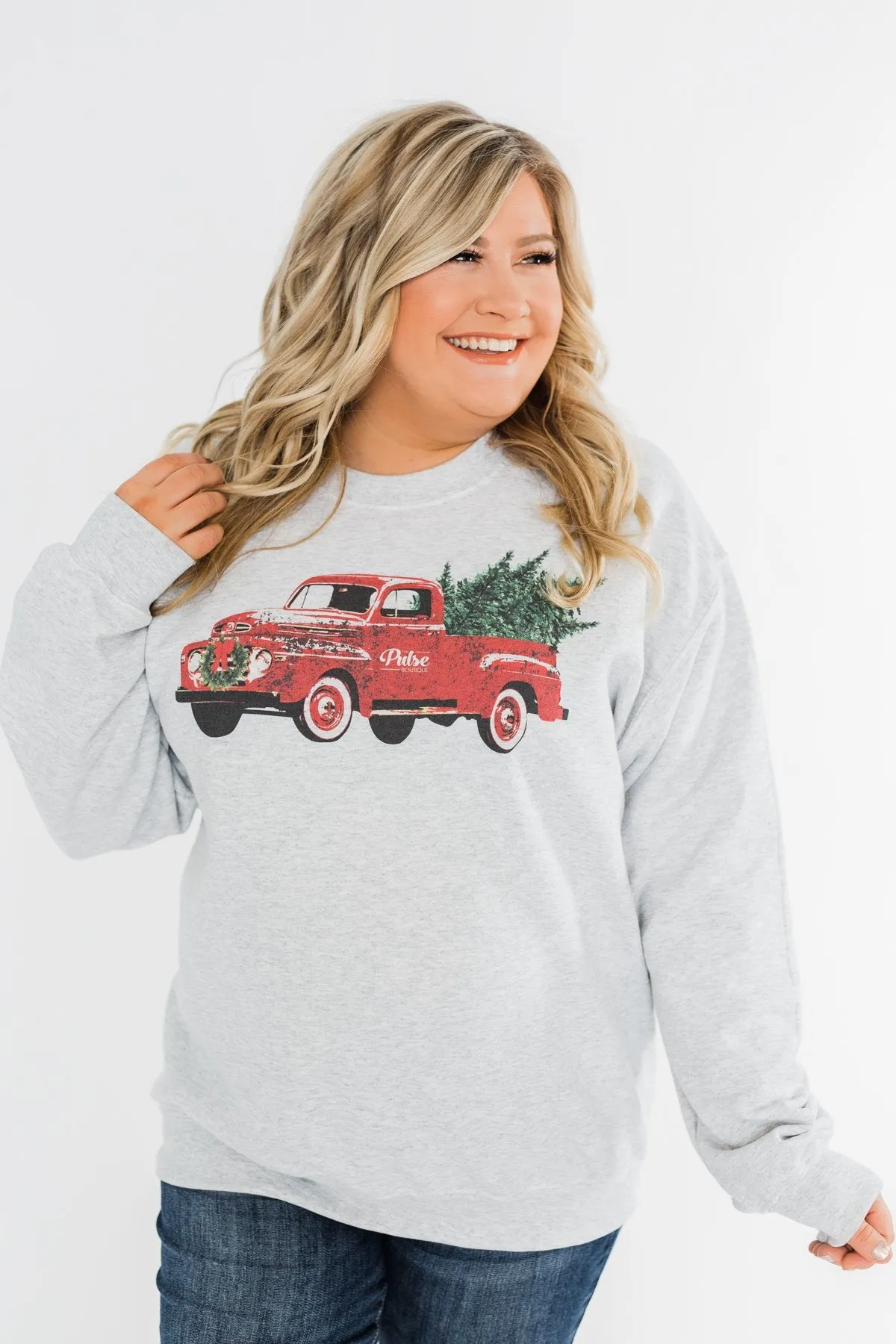 Pulse Exclusive Festive Graphic Pullover- Heather Grey