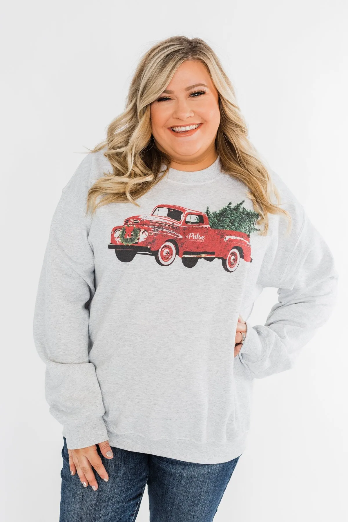 Pulse Exclusive Festive Graphic Pullover- Heather Grey