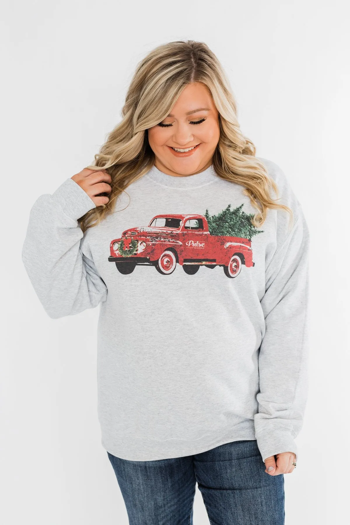 Pulse Exclusive Festive Graphic Pullover- Heather Grey