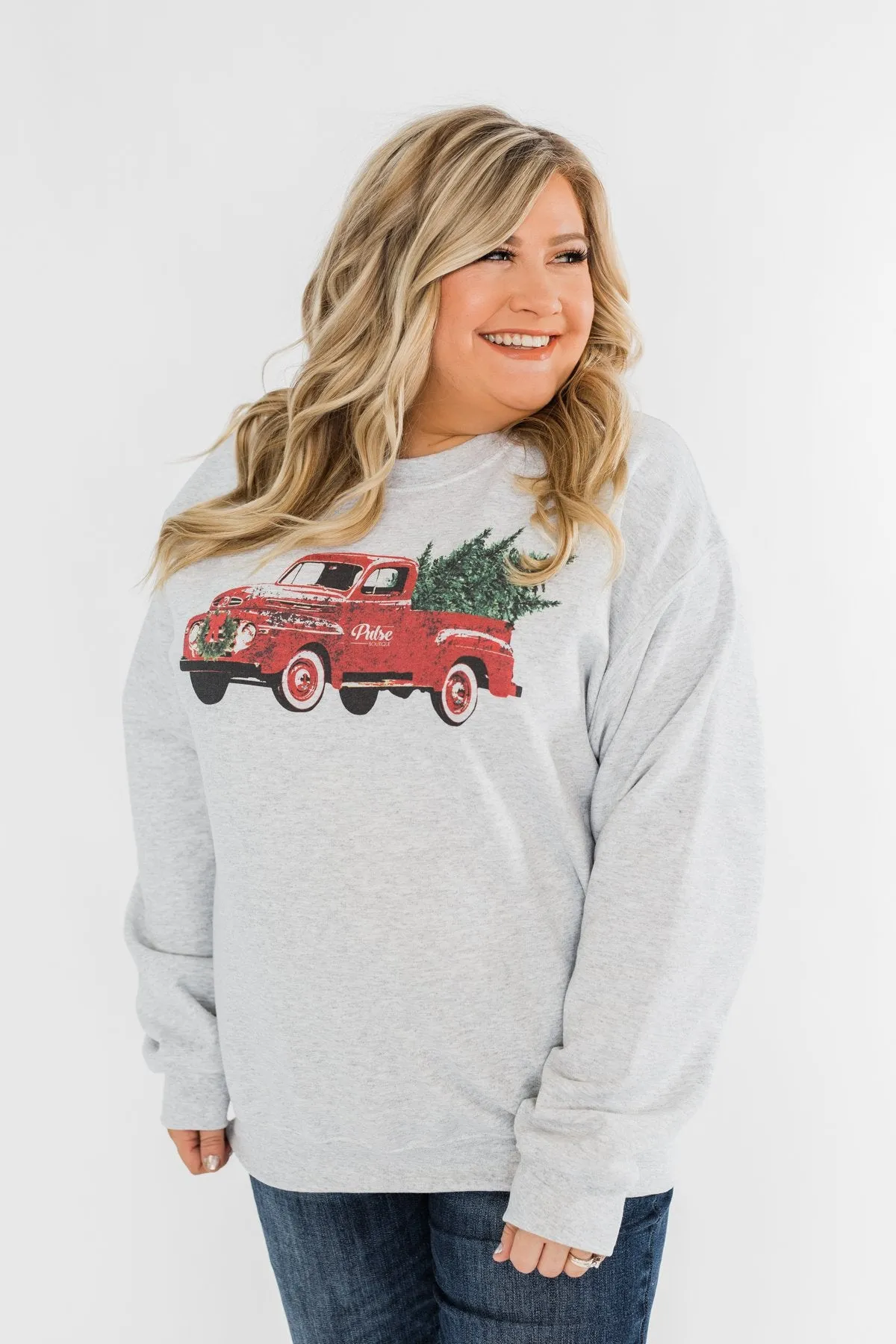 Pulse Exclusive Festive Graphic Pullover- Heather Grey