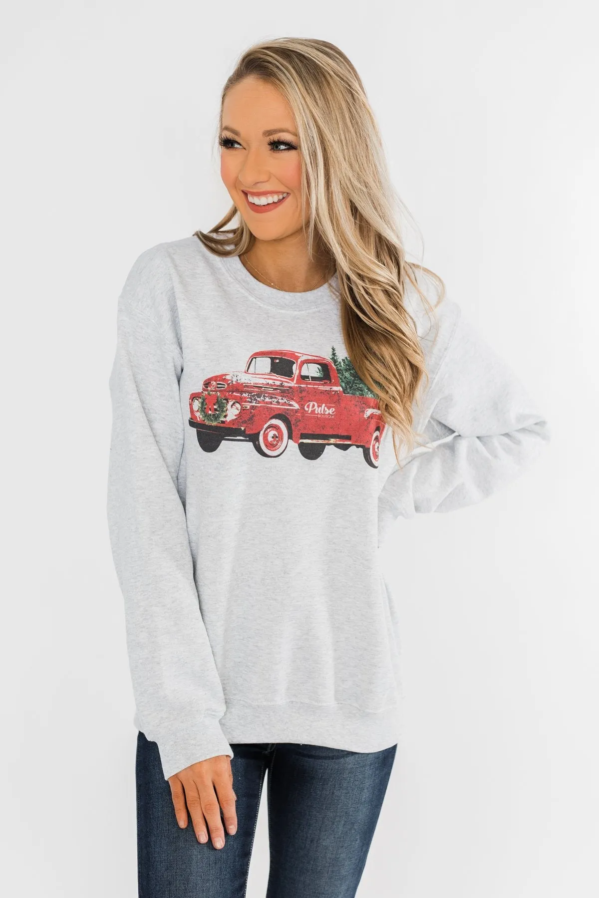 Pulse Exclusive Festive Graphic Pullover- Heather Grey