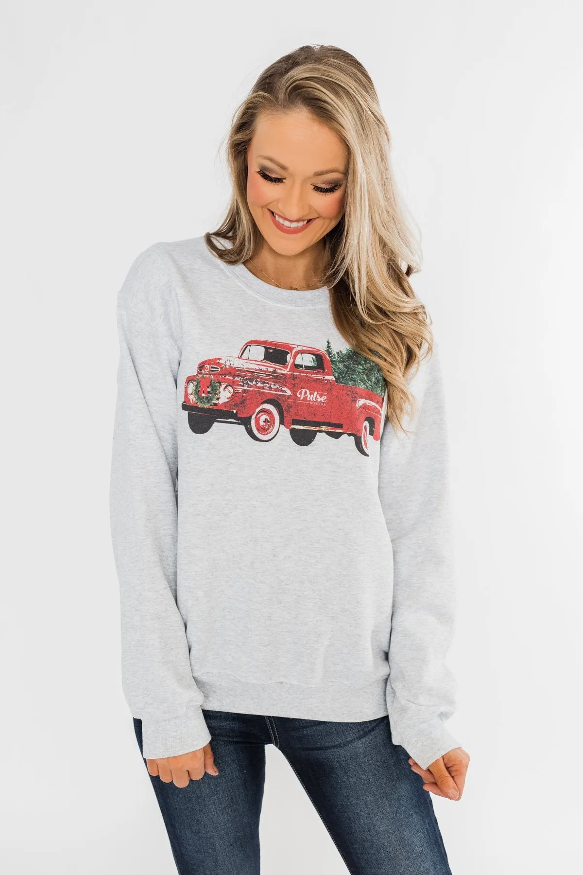 Pulse Exclusive Festive Graphic Pullover- Heather Grey