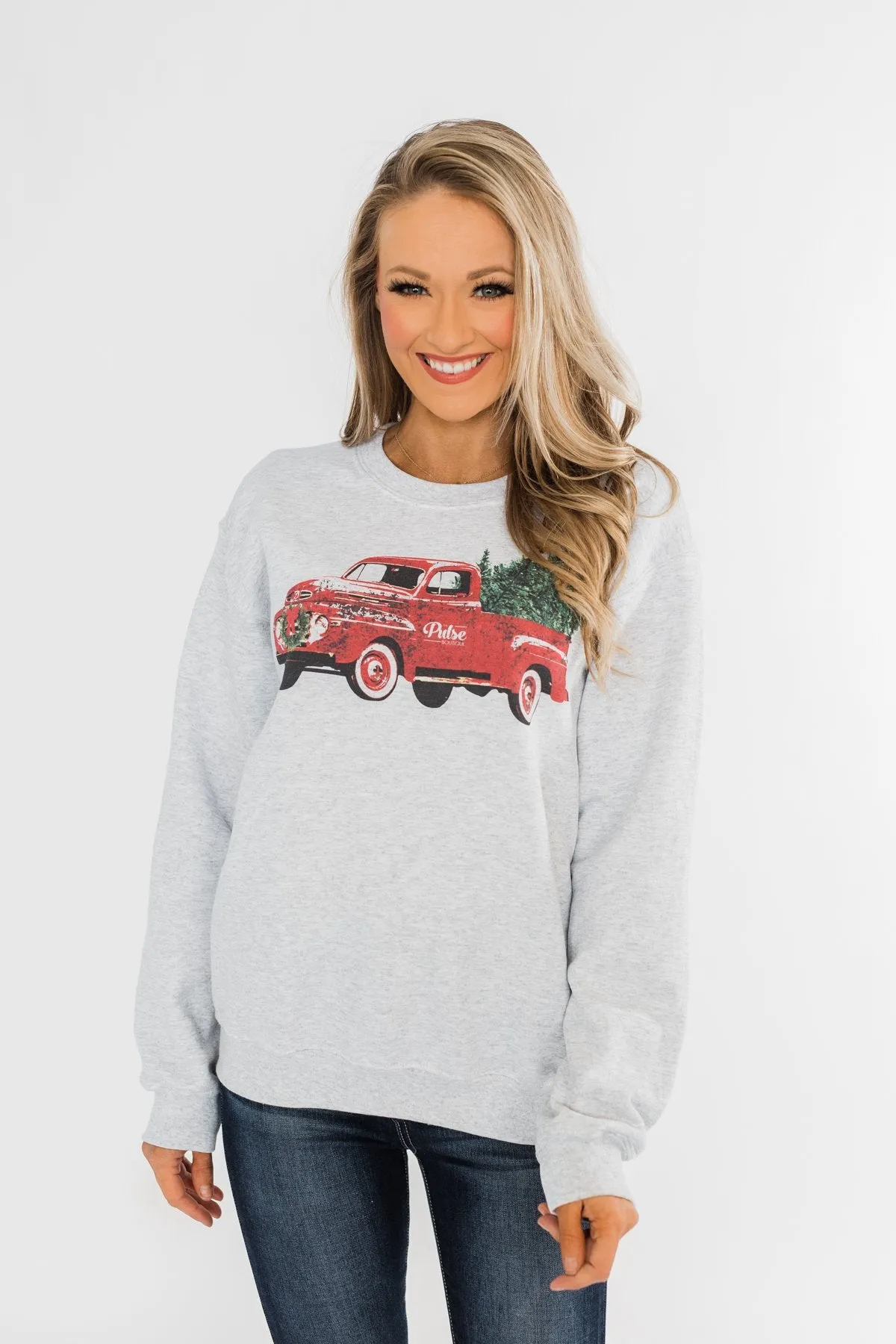 Pulse Exclusive Festive Graphic Pullover- Heather Grey