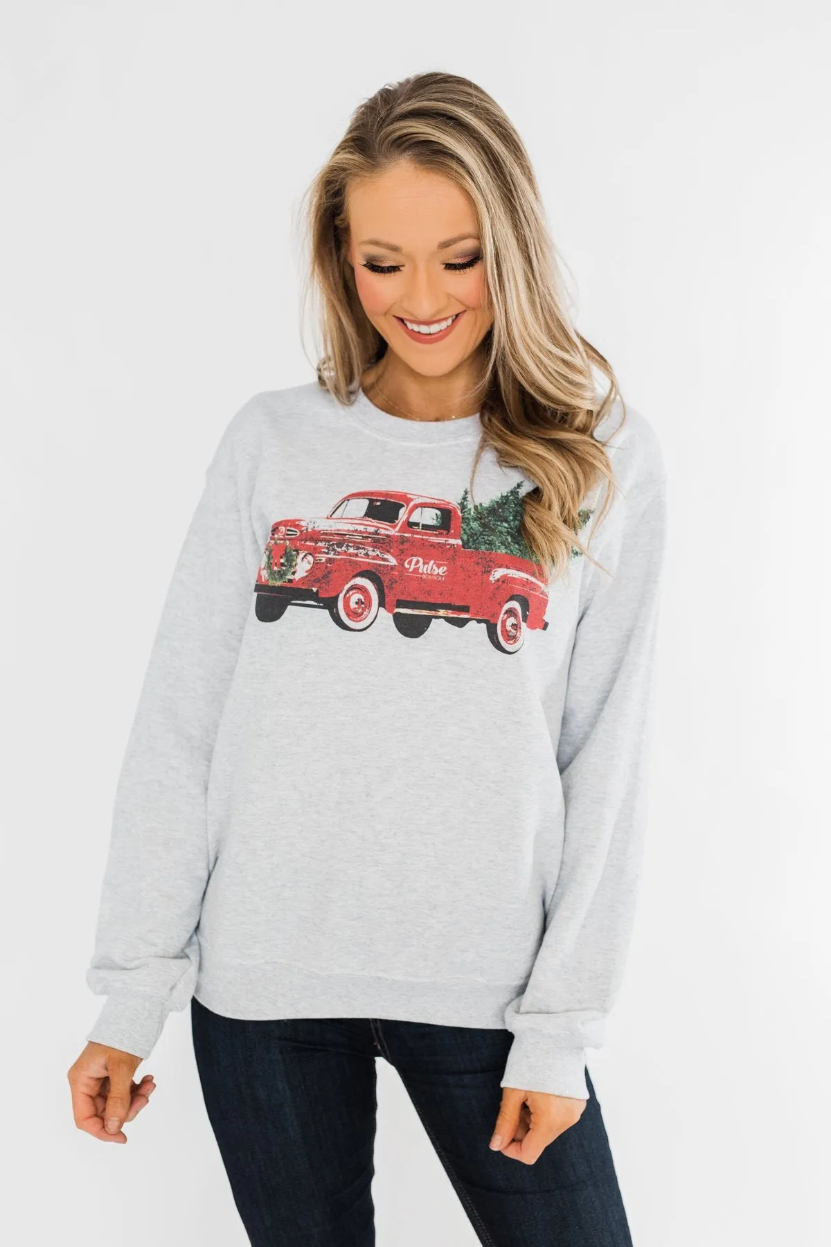 Pulse Exclusive Festive Graphic Pullover- Heather Grey