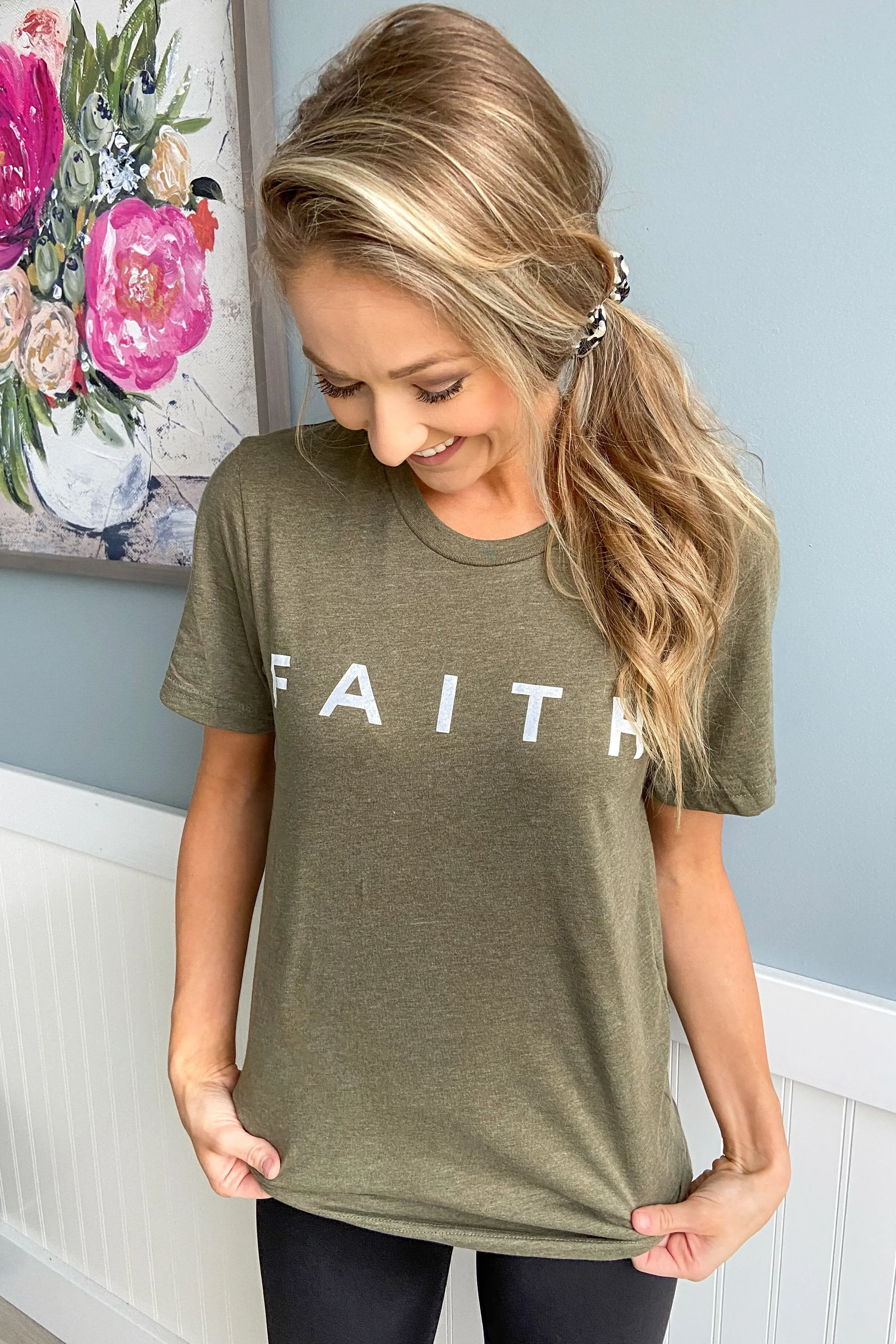 "Faith" Graphic Tee- Olive