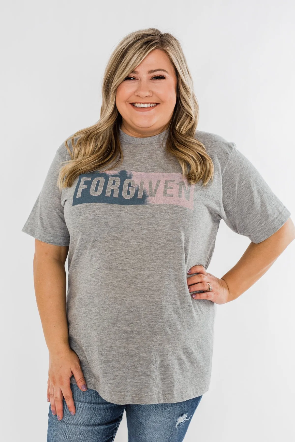 "Forgiven" Graphic Tee- Grey