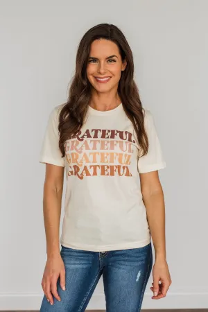 "Grateful" Graphic Tee- Cream