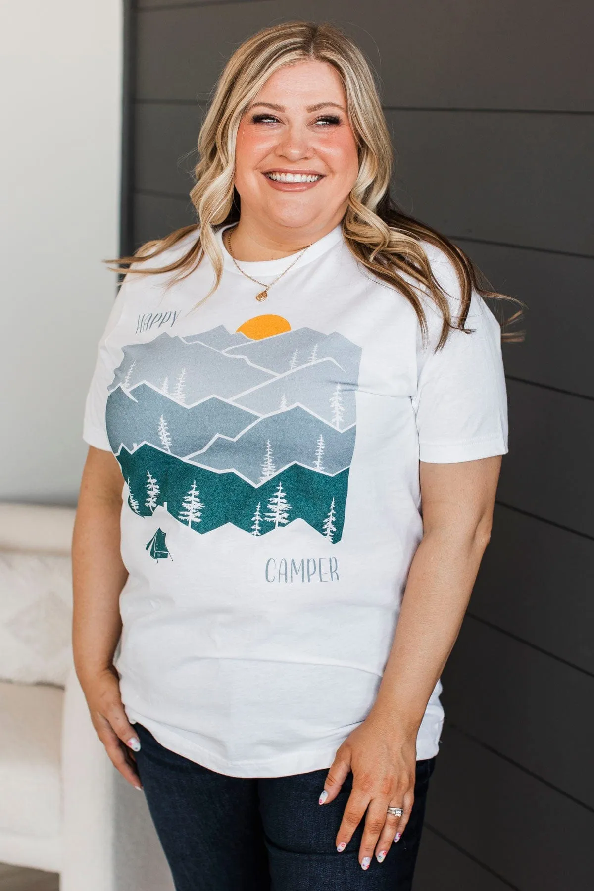 "Happy Camper" Graphic Tee- White