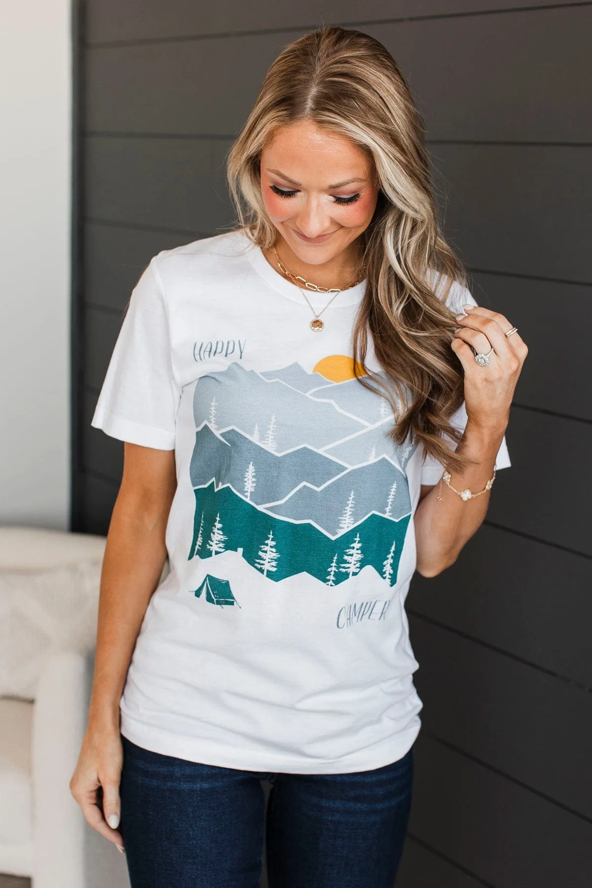 "Happy Camper" Graphic Tee- White