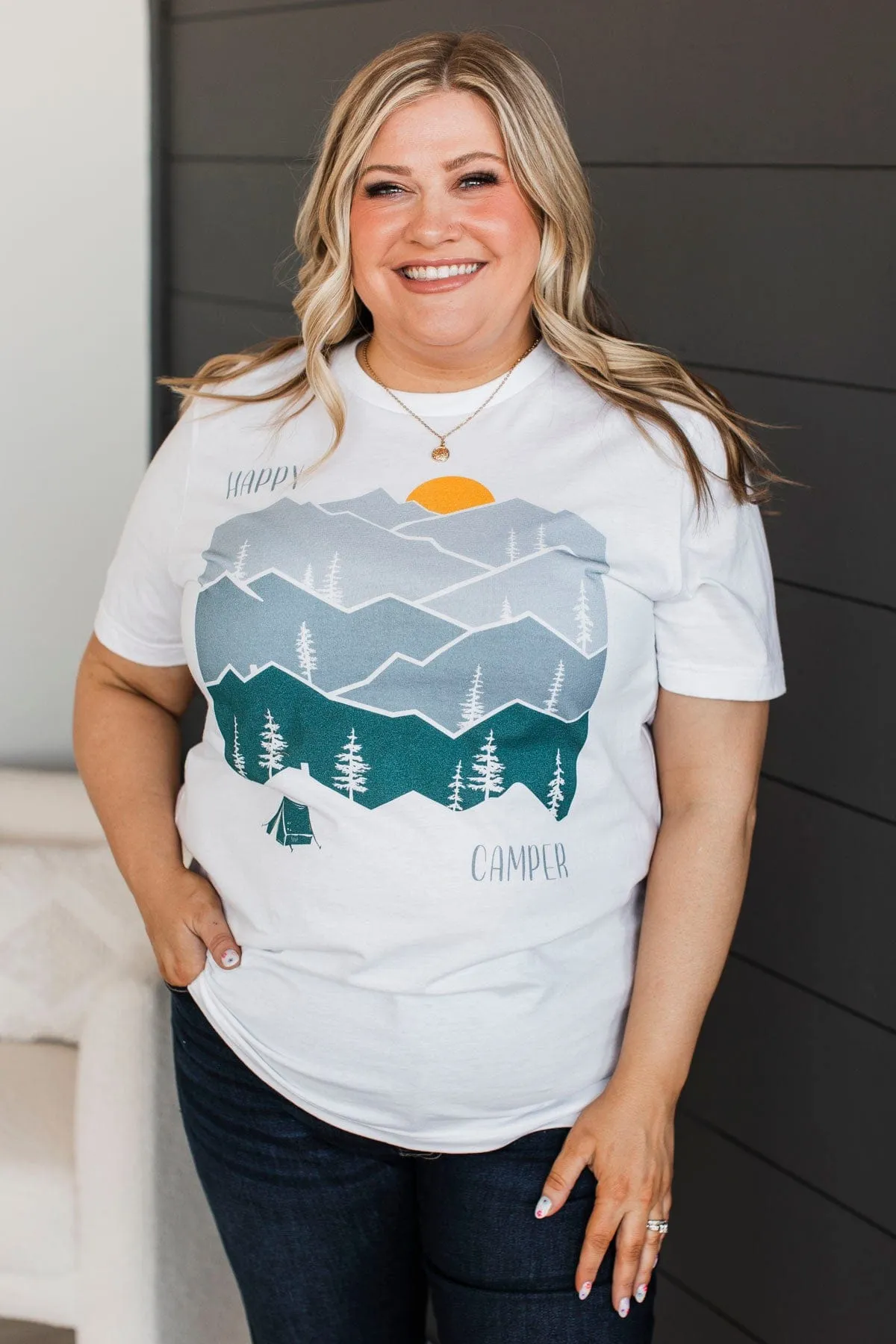 "Happy Camper" Graphic Tee- White