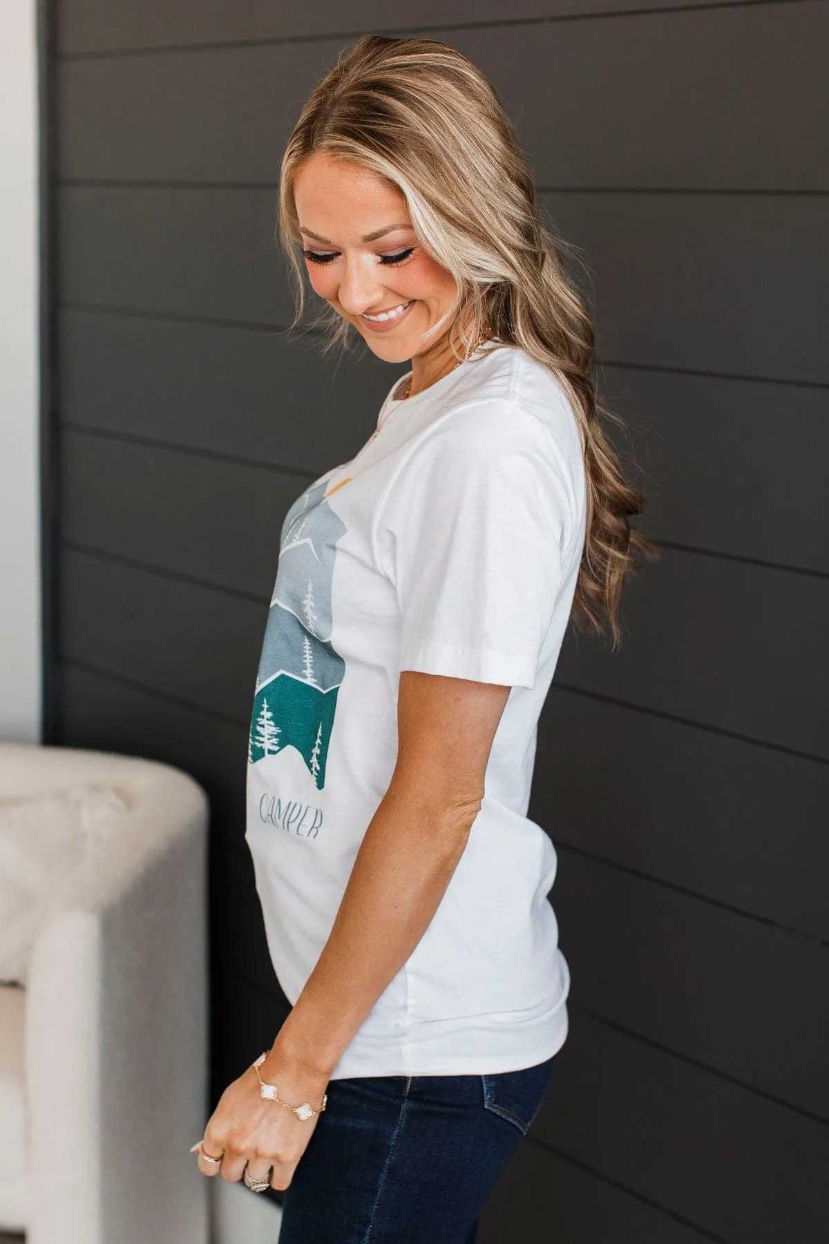 "Happy Camper" Graphic Tee- White
