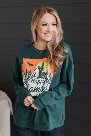 "Happy Camper" Graphic Top- Teal