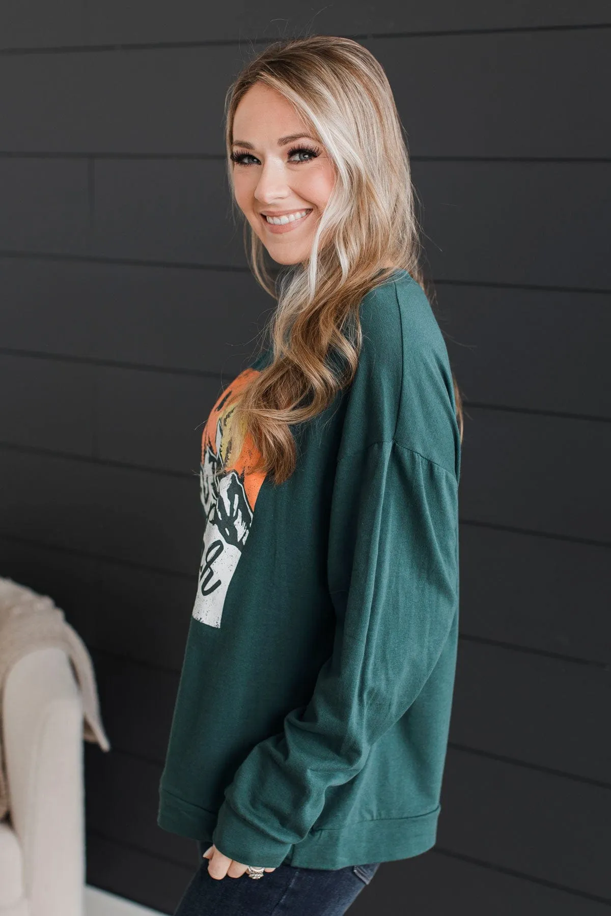 "Happy Camper" Graphic Top- Teal
