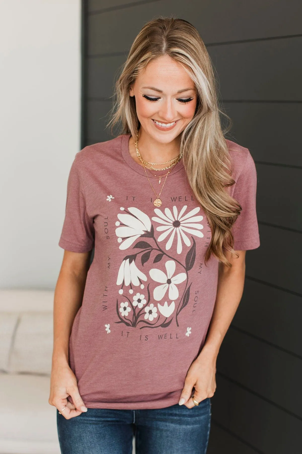 "It Is Well With My Soul" Graphic Tee- Mauve