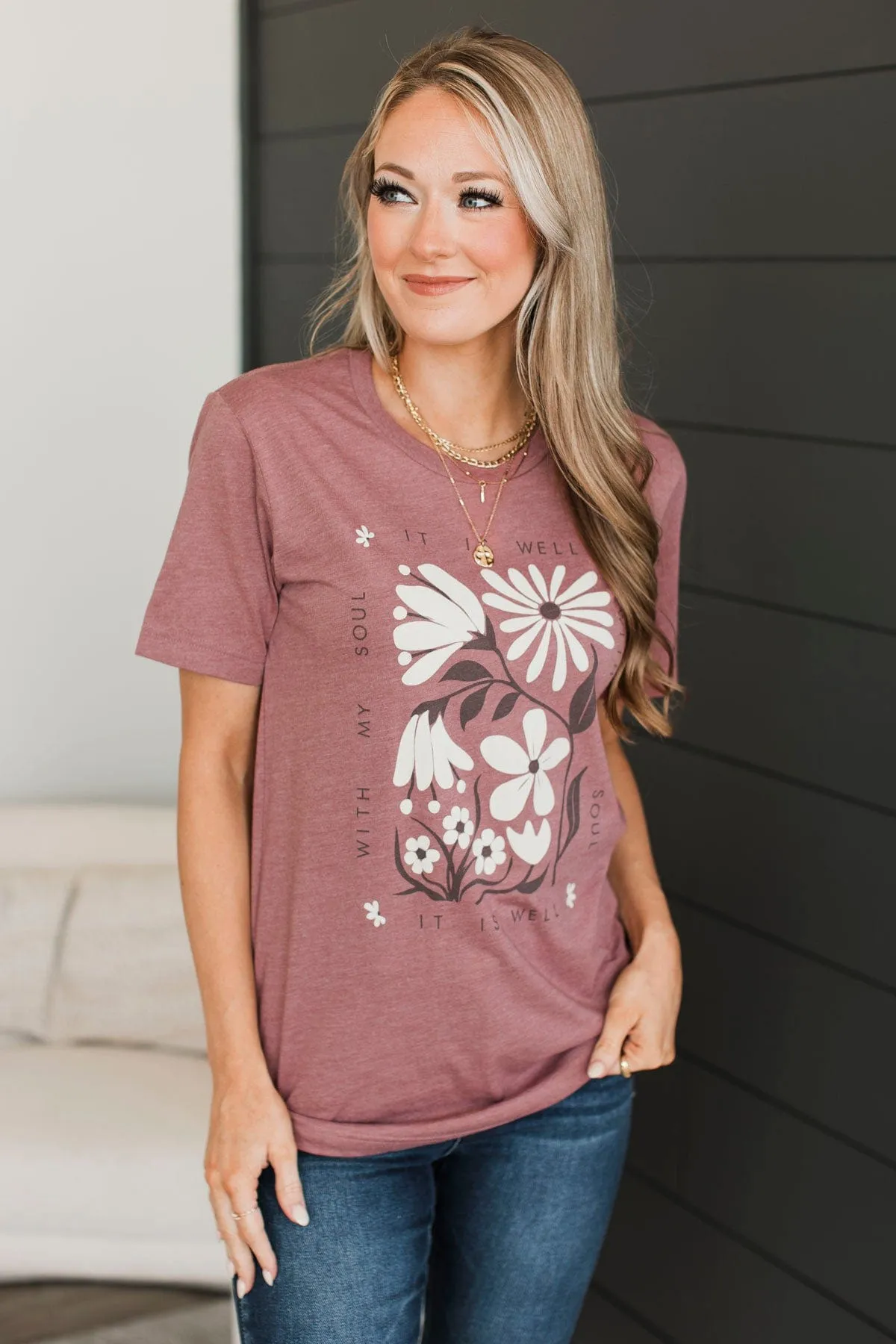 "It Is Well With My Soul" Graphic Tee- Mauve