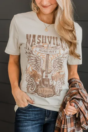 "Nashville Music City" Graphic Tee- Cream
