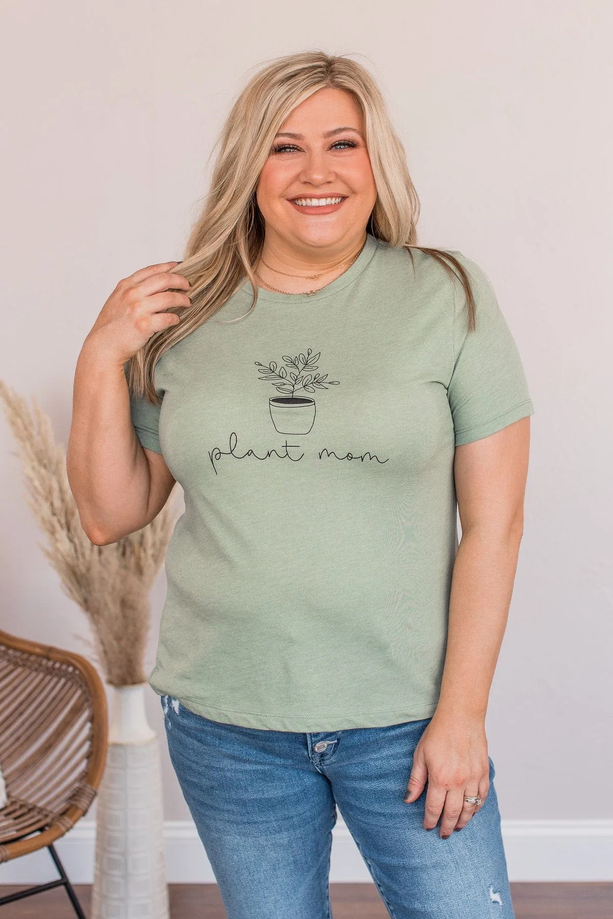 "Plant Mom" Graphic Tee- Sage