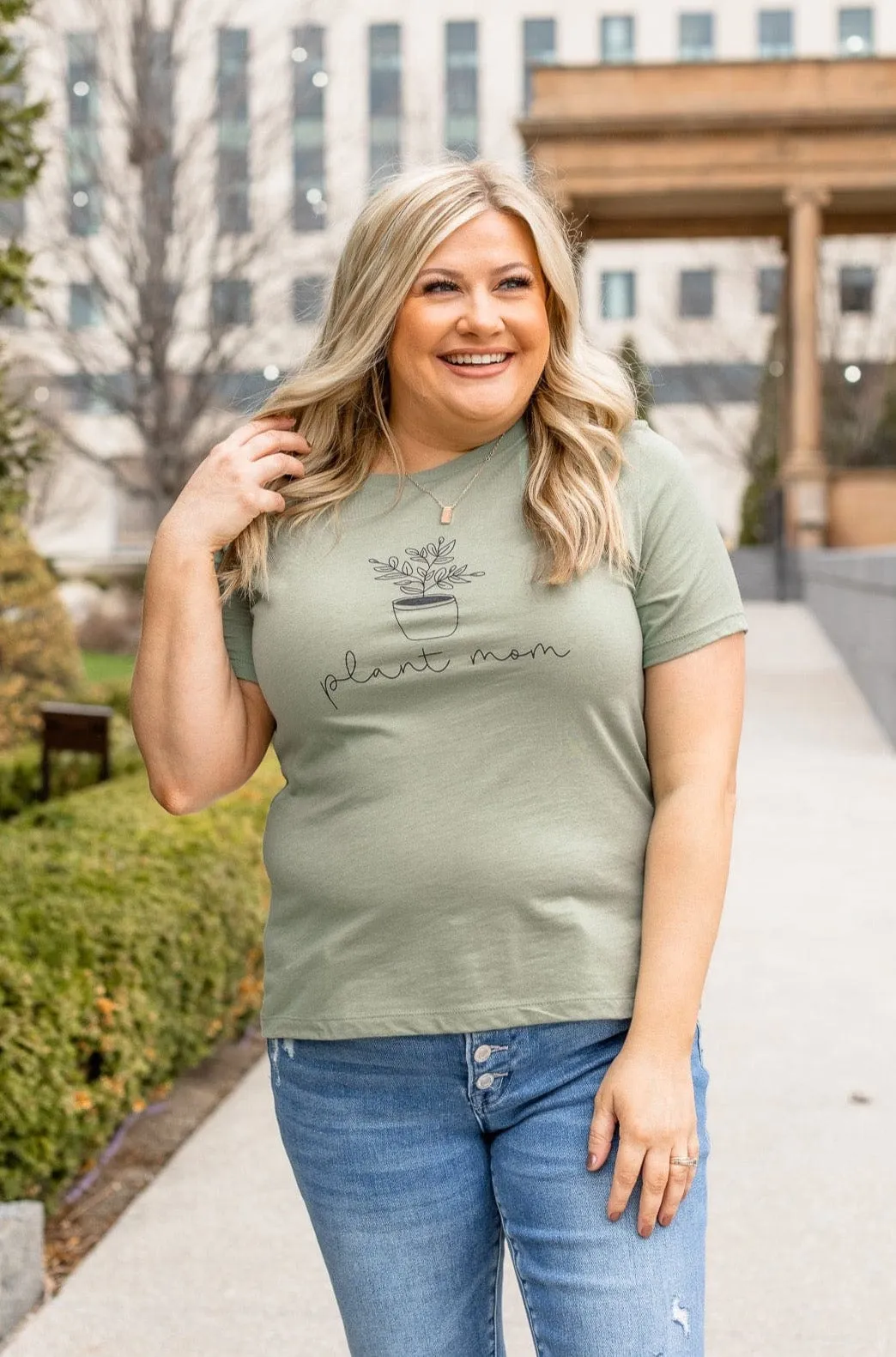 "Plant Mom" Graphic Tee- Sage