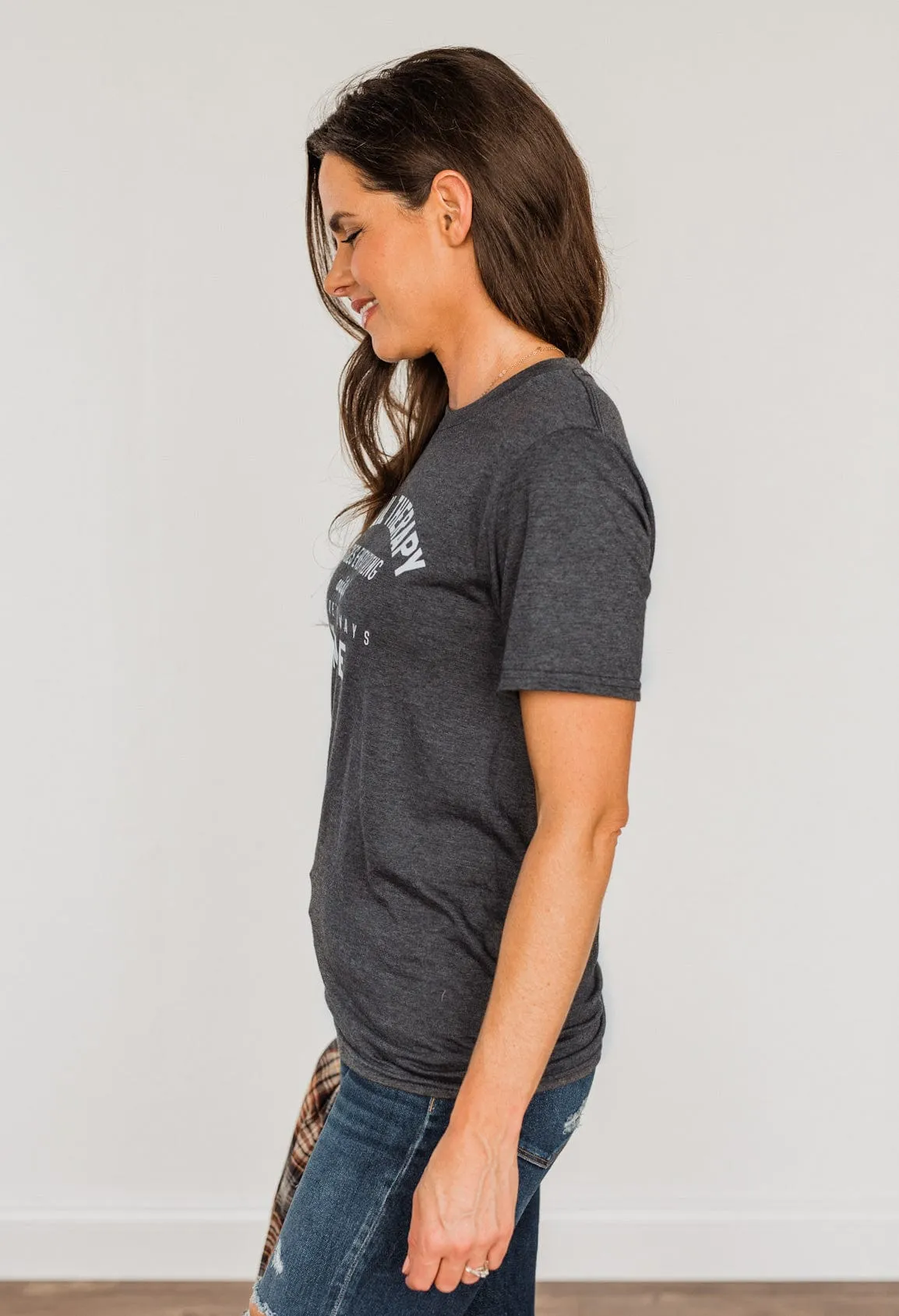 "Retail Therapy Fixes Everything.." Graphic Tee- Charcoal