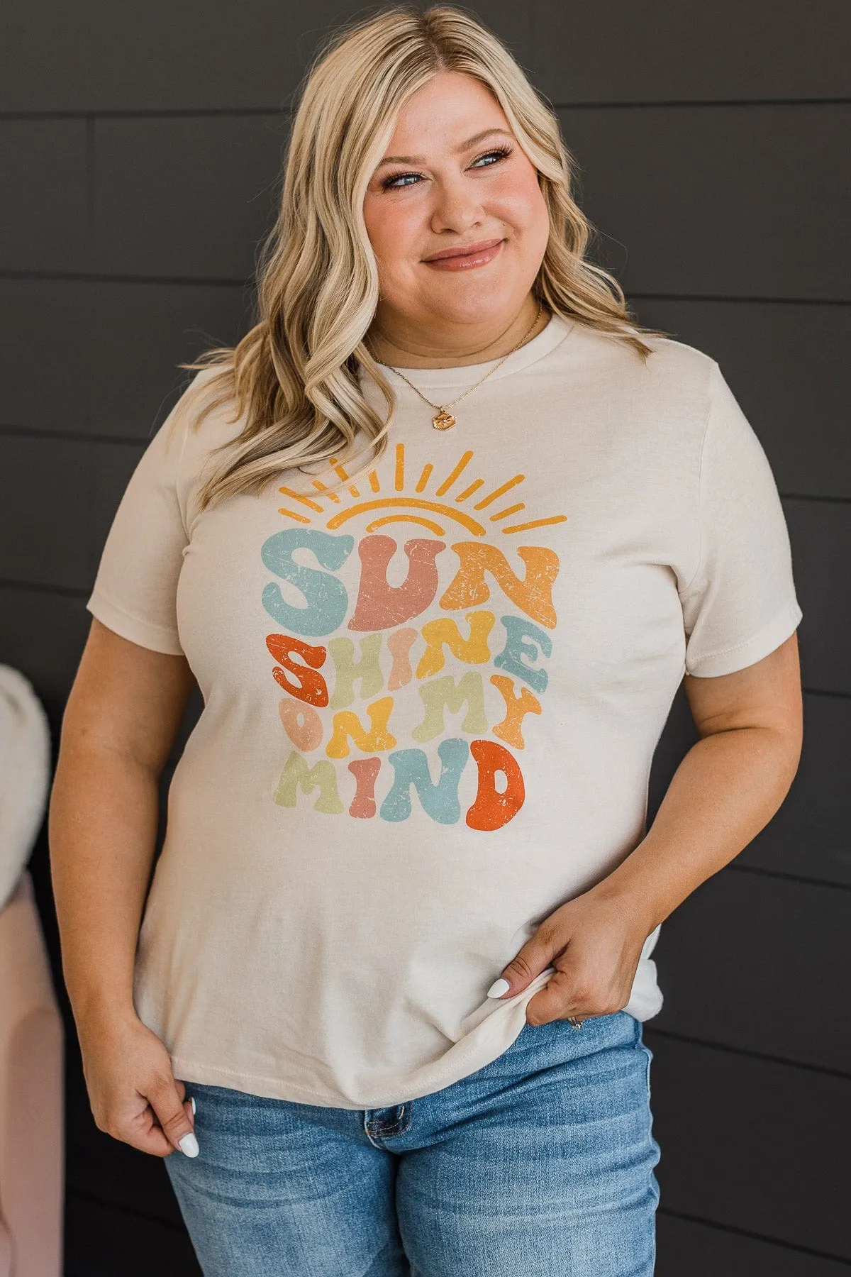 "Sunshine On My Mind" Graphic Tee- Light Cream